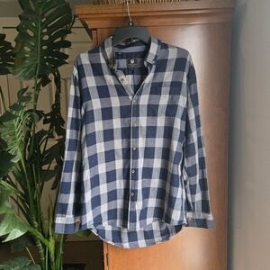 Steel & Jelly London Mens Blue And Grey Checked Large Button Up
